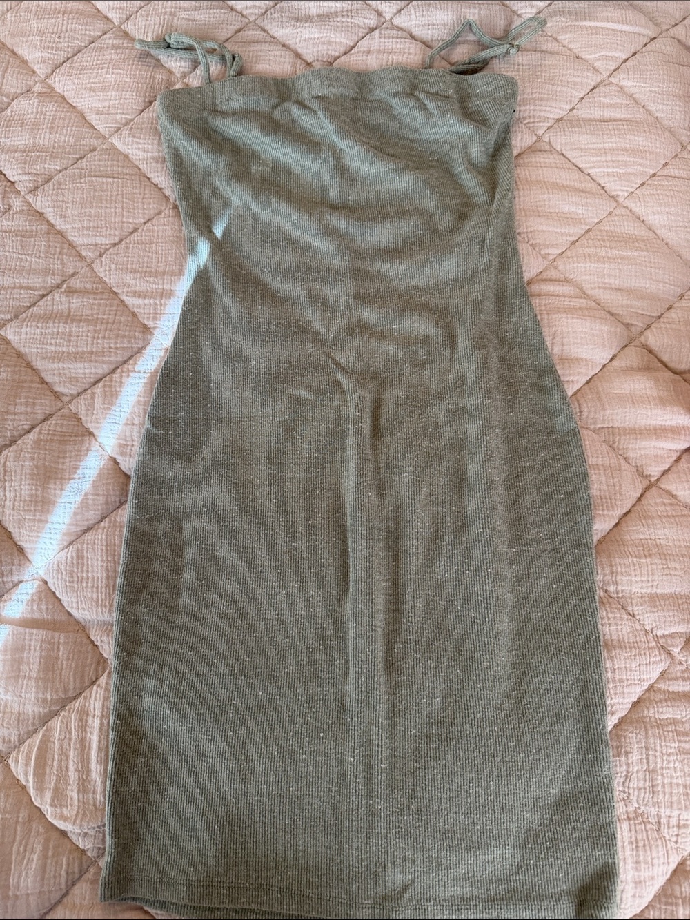 Heart & Hips Olive Green Tie-Shoulder Midi Dress